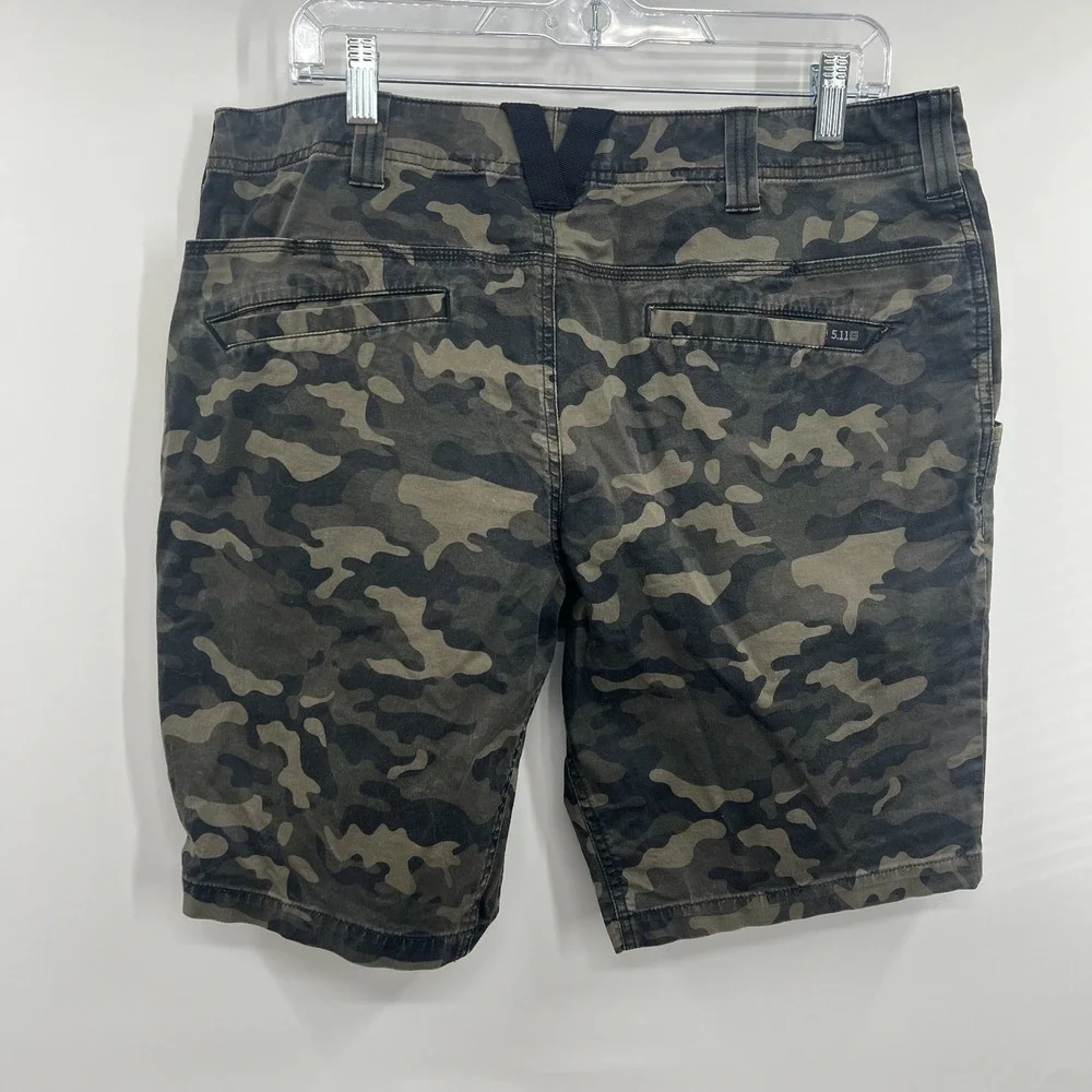 5.11 Aramis 10" Shorts Mens 36 Green Camo Cotton Blend Multi Pocket Utility - Picture 5 of 15